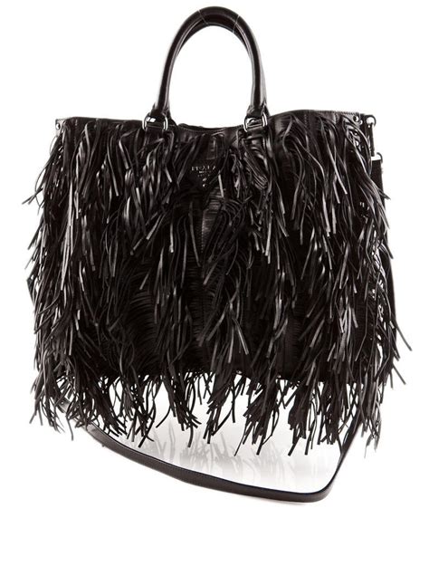 prada black fringe purse|Prada purses black prices.